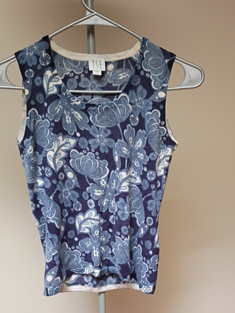 TSE Blue Floral Sleeveless Tank Top